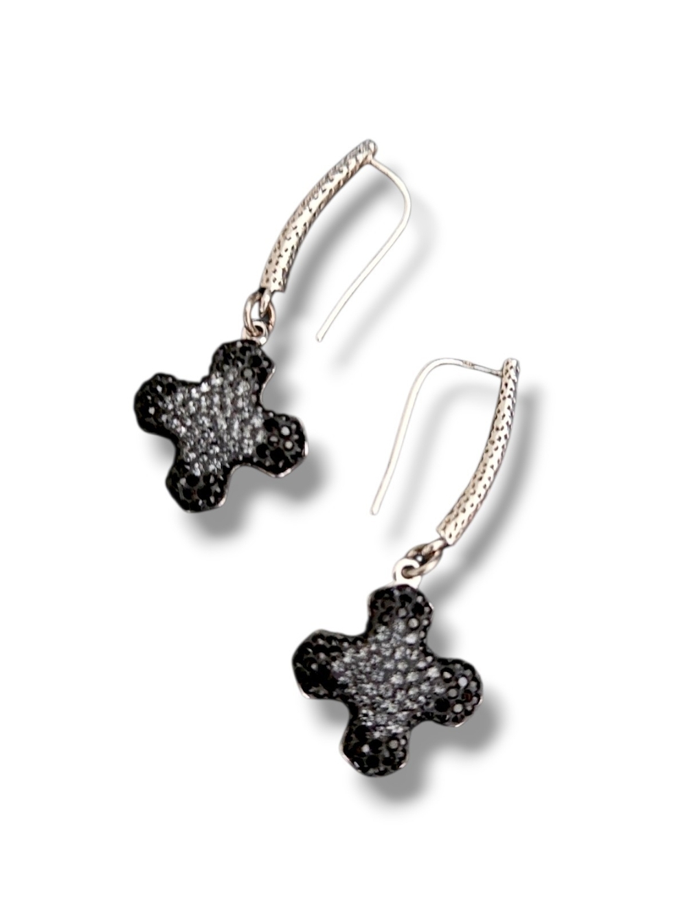 Swarovski Black Crystal Clover Drop Earrings